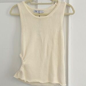 NWT ZARA White Knit Side Cutout Tank